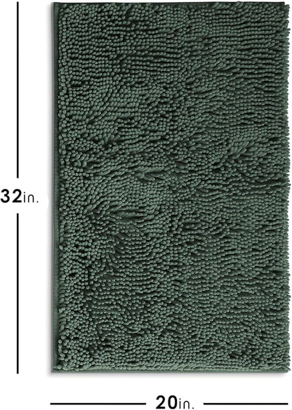 Hearth & Harbor Bathroom Rugs, Chenille Bath Mat - Machine Washable Bath Mats for Bathroom Non-Slip Backing Rubber, Quick Dry Bathroom Mat