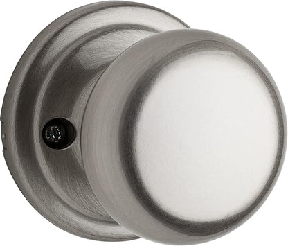 Kwikset Hancock Interior Passage Door Knob, Handle For Closet and Hallway Doors, Non-Locking Doorknob in Satin Nickel, with Microban Protection