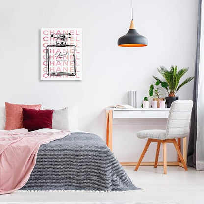 Stupell Industries Glam Perfume Bottle With Words Pink Black Oversized Stretched Canvas Wall Art, Proudly Made in USA | Stupell Industries | 24 x 30 Inches, Easy to Hang and Sturdy, Made in USA, by Amanda Greenwood
