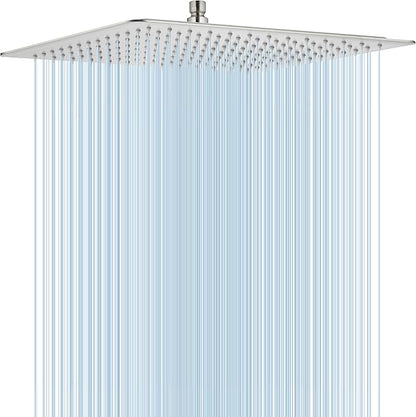 Midanya Square Rain Shower Head,High Pressure,Brushed Nickel 16 Inch | 360°Swivel,Ceiling or Wall Mount,Waterfall Full Body Coverage,Bathroom Remodel,Stainless Steel Large Rainfall Shower Head