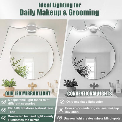 LED Bathroom Vanity Light Dimmable 5CCT 40in, Brushed Nickel | 2700K-6500K Selectable, CRI>80, Rust-Proof Metal & Acrylic, ETL Certified, For Bathroom Mirrors, Washrooms, Vanity Areas