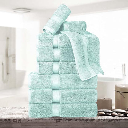 Superior Egyptian Cotton 800 GSM Plush & Absorbent, 9 Piece Set, Sea Foam | Quick Dry, Soft Luxury Towel Set, Bath Essentials, Guest Bath, Spa, 3 Bath, 3 Hand, 3 Face Towel, Madeline Towels