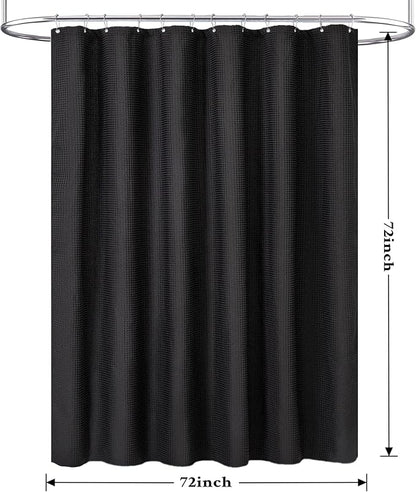 Tititex Solid Black Cloth Fabric Shower Curtain Liner with 2 Magnets - Texture Soft Hotel Quality Waterproof Shower Liner, Light-Weight & Machine Washable 72x72 inch