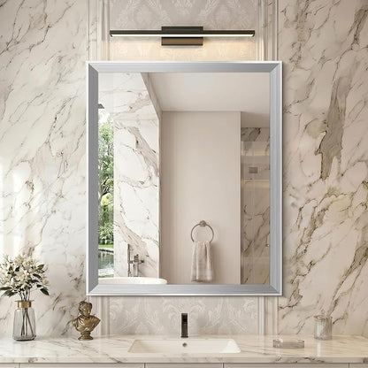 DESBING 30"x36" Silver Bathroom Mirrors for Over Sink | Tempered Glass, Metal Frame, Rectangle Vanity Wall Mirror for Bathroom, Living Room, Bedroom, Horizontally or Vertically