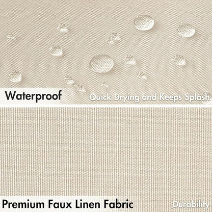 MIULEE 72 x 84 Extra Long Linen Shower Curtain Light Cream 12 Metal Hooks | Washable, Heavy Fabric Curtain Set, Waterproof Thick Cloth Shower Curtains, Bathroom Hotel Bathtub