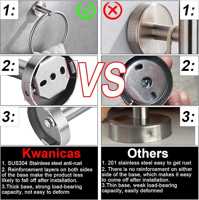 Brushed Nickel Flip Toilet Paper Holder and Hand Towel Ring Set 2 Pieces Bathroom Hardware Accessories Set SUS 304 Stainless Steel Heavy Duty Wall Mounted Bathroom Holder