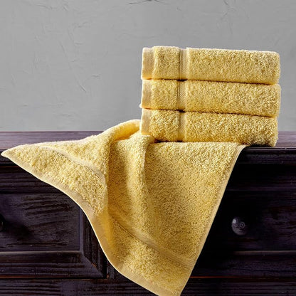 Hawmam Linen Luxury Cotton Washcloths 13x13 Inch - Large Hotel Spa Bathroom Face Towel | 12 Pack | Yellow