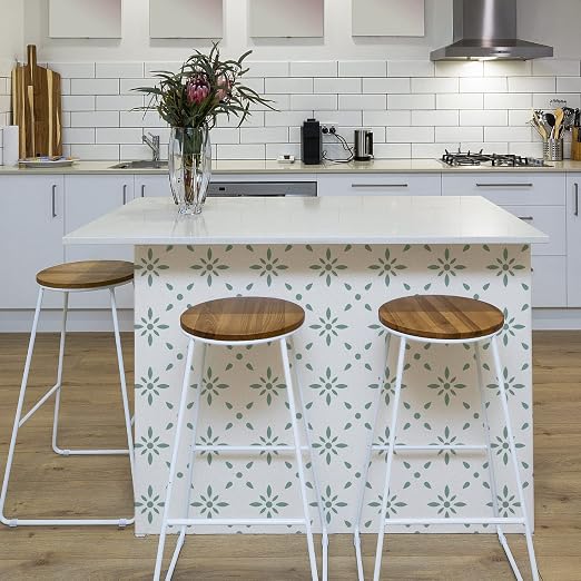 Peel & Stick Floor Tiles Self Adhesive Vinyl Flooring for Kitchen Bathroom Laundry Room Pet House Fireplace 20 Sheets 8"x8" Removable Floor Stickers Home Decor DIY (Light Green)