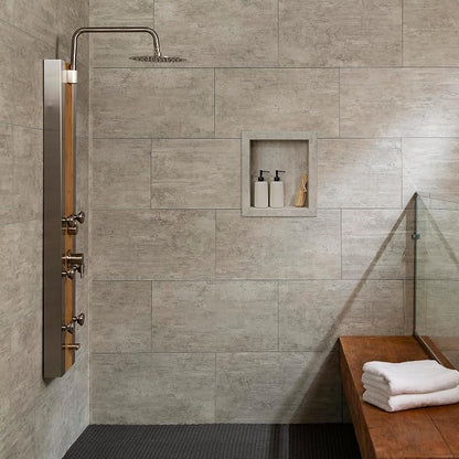 Palisade 17.5 in x 15.5 in Vinyl Shower Niche Wind Gust/Urban Coast | Waterproof Shower Insert