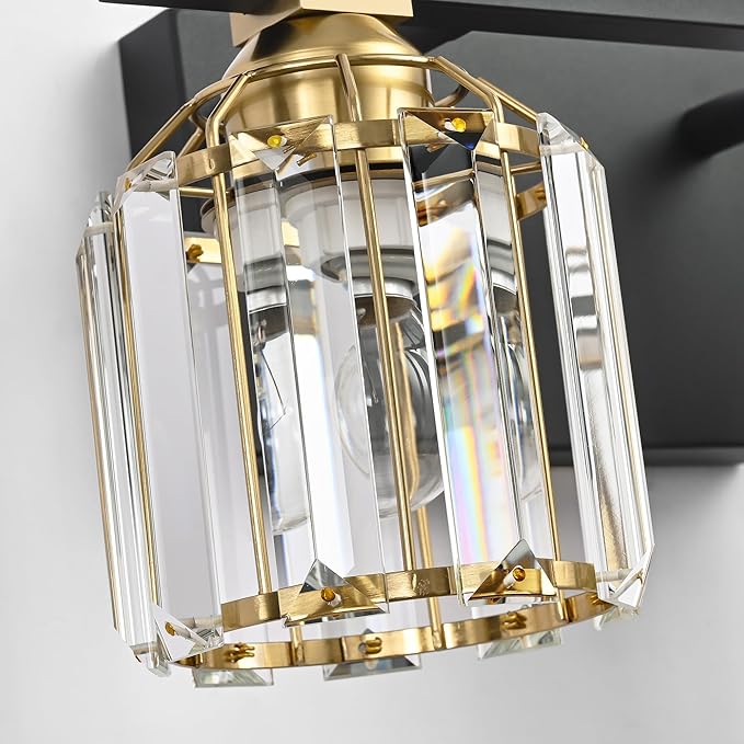 SOLFART Crystal 5 Lights Bathroom Lights Over Mirror Bathroom Vanity Lights for Mirror Bathroom Vanity Lights 5T