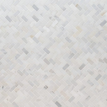 MSI Arabescato Carrara Herringbone Honed Marble Tile for Kitchen Backsplash, Wall Tile for Bathroom, Accent Wall Tile, and Shower Wall Tile