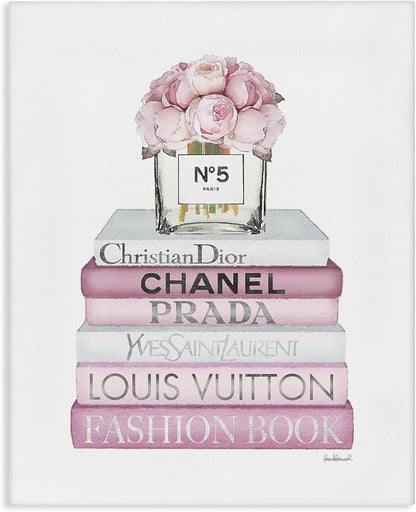 Soft Pink Rose Bookstack Floral, 16 x 20 Inch Canvas Wall Art | Stupell Industries · By Amanda Greenwood · Ready to hang · Elegant gift for home decor · Made in USA