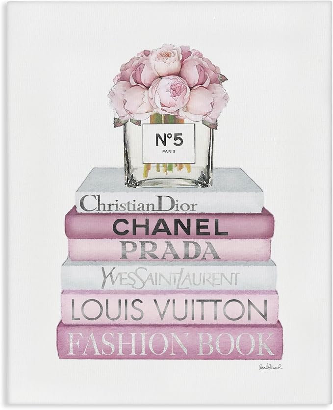 Soft Pink Rose Bookstack Floral, 30 x 40 Inch Canvas Wall Art | Stupell Industries · By Amanda Greenwood · Ready to hang · Elegant gift for home decor · Made in USA