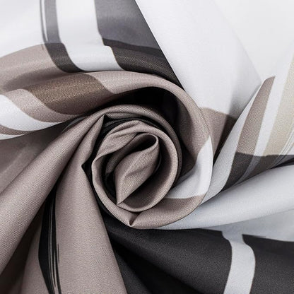 Black and Tan Geometric Shower Curtain with Hooks, Grey and White Abstract Striped on White Fabric Shower Curtain for Bathroom Decor Modern Minimalist Shower Curtain Set,72L X 72W inches