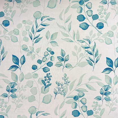 Serafina Home Hotel Quality Fabric Bathroom Shower Curtain: Floral Leaf Damask - Teal, Green and White (72 x 70 inches)