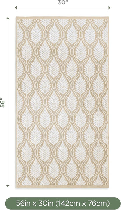 Martex Restore Fern Ogee Bath Towel – Soft, Absorbent, Moisture-Wicking and Quick to Dry – Lightweight for Everyday Use – Comfortable Feel with Convenient Loop for Hanging – 30" x 56" – Sand