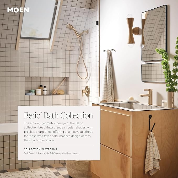 Moen Beric Spot Resist Nickel Modern One-Handle Single Hole Bathroom Faucet with Drain Assembly and Optional Deckplate for Your Bath Sink, 84774SRN