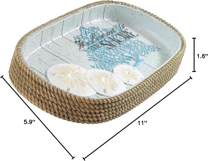 Avanti Linens - Vanity Tray, Guest Bathroom Essentials, Coastal Inspired Home Decor (Beachcomber Collection)