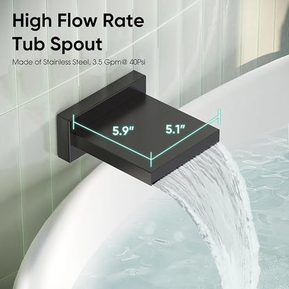 Esnbia Shower System with Tub Spout,Black Bathtub Shower Faucet Set,10 Inches Rain Shower Heads with Handheld Spary Combo, Tub Shower Kit with 3-Way Shower Valve, Matte Black