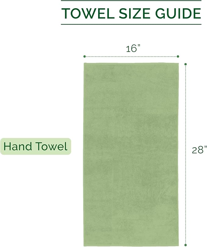 Elegant Comfort Luxury 100% Turkish Cotton Corduroy Ribbed 4 Pack Hand Towel Set 16 x 28 Inch - Absorbent, Super Soft, Quick Dry, Premium Towels for Bathroom, Gym, Spa and Hotel Use, Sage