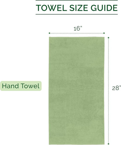 Elegant Comfort Luxury 100% Turkish Cotton Corduroy Ribbed 4 Pack Hand Towel Set 16 x 28 Inch - Absorbent, Super Soft, Quick Dry, Premium Towels for Bathroom, Gym, Spa and Hotel Use, Sage