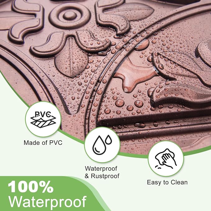 Art3d Drop Ceiling Tiles 2x2, Glue-up Ceiling Panel, Fancy Classic Style, Antique Copper | PVC, Lightweight, Waterproof, Easy to Wipe Clean, Compatible with Grid System, Suitable for Kitchen, Bathroom, Basement