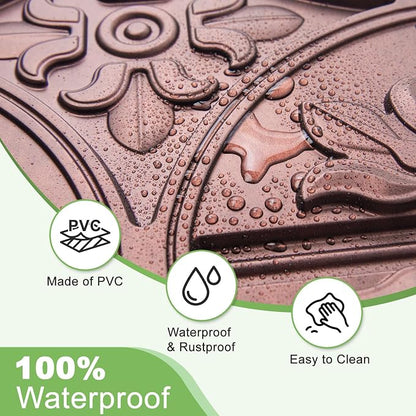 Art3d Drop Ceiling Tiles 2x2, Glue-up Ceiling Panel, Fancy Classic Style, Antique Copper | PVC, Lightweight, Waterproof, Easy to Wipe Clean, Compatible with Grid System, Suitable for Kitchen, Bathroom, Basement