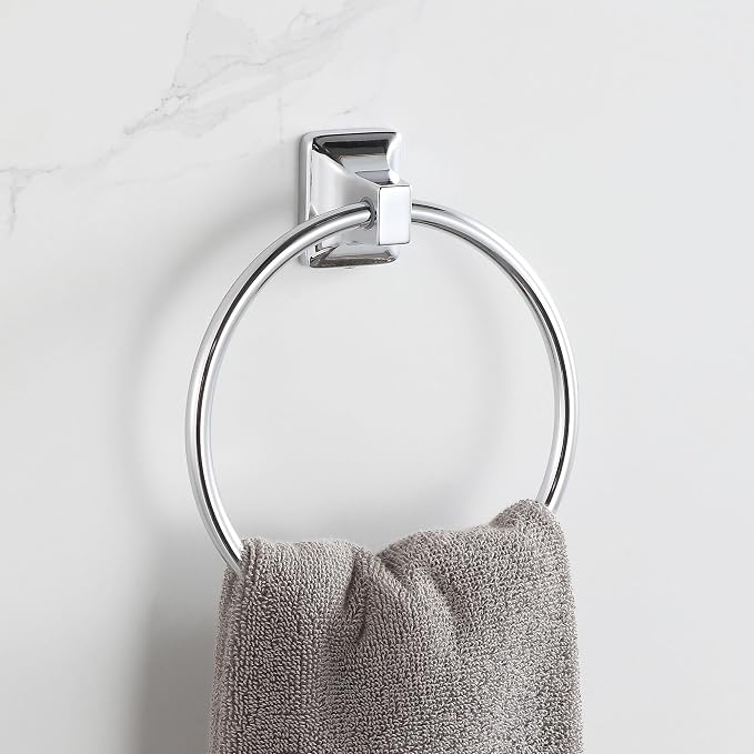 4 Pieces Bathroom Hardware Accessories Set, Stainless Steel 24 inch Towel Bar, Towel Rack, Robe Hook, Toilet Paper Holder for Bathroom Wall Mounted (Chrome)