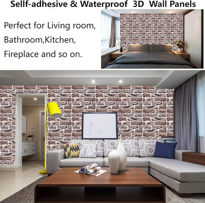 3D Wall Panels Peel and Stick,10Pcs 3D Brick Wallpaper Self-Adhesive | 11.81*11.81 Inch, Waterproof, Self-Adhesive Wall Tiles, for Accent Walls, Kitchen, Bathroom, Bedroom & Office Decor