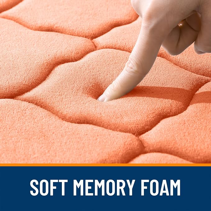 OLANLY Memory Foam Bath Mat Rug 30x20, Ultra Soft and Absorbent Bathroom Rugs, Non-Slip, Comfortable, Machine Washable Bath Carpet for Bathroom Floor, Tub, Shower and Home Decor Accessories, Peach