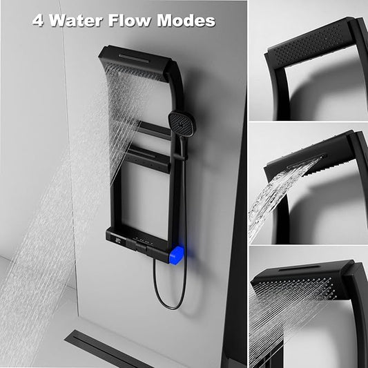 BEITH Thermostatic Shower System, 2025 Upgraded 6 Functions Piano Key Design Shower Set, 40x10cm Shower Faucet Sets Complete and Handheld, LED Digital Display, Bathtub Faucet, 59A Copper
