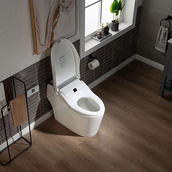 WOODBRIDGE B0960S Auto Flush, Auto Open & Auto Close, 1.28 GPF Single Flush Toilet with Intelligent Smart Seat and Wireless Remote Control, Chair Height
