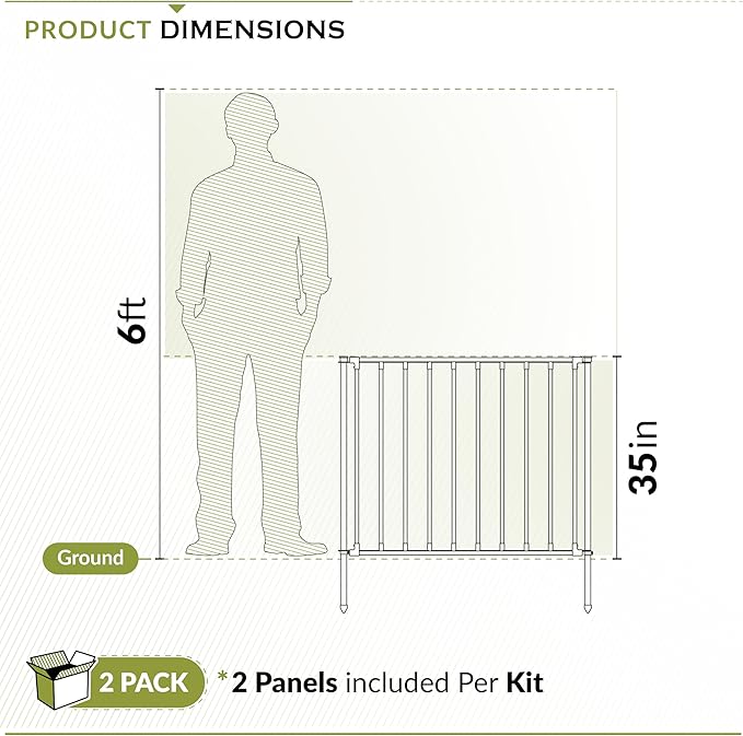 Zippity 35in Zurich Fence Kit, Poly-Steel DIY No Dig Kit | 35inH x 42inW, Black, 2 Panels, Garden Fence, ZP19079