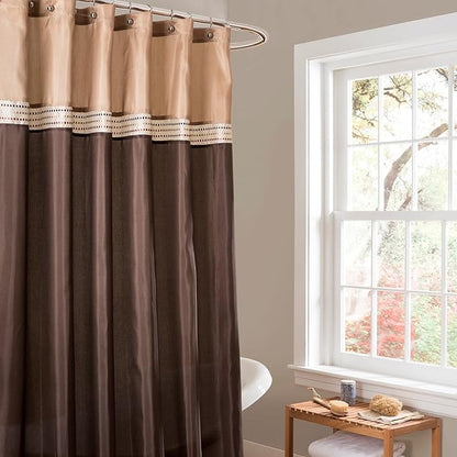 Lush Decor Terra Shower Curtain Single 72" W x 72" L Beige & Brown - Fabric Shower Curtains for Bathroom - Neutral Bathroom Curtain - Modern Glam Décor