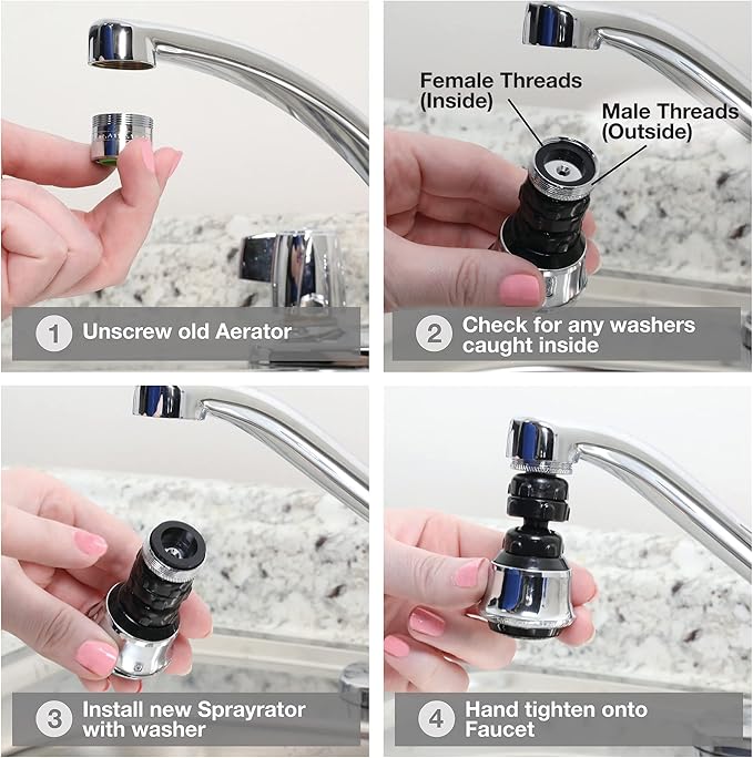 DANCO 10500 Dual Threaded Water Saving Faucet Aerator, 15/16-27 Male X 55/64-27 Female, 1.5 gpm