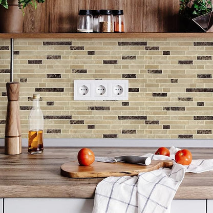 STICKGOO Thicker Peel and Stick Backsplash Tile for Kitchen and Bathroom | 10 Sheets of 12”×12” - 3D Vinyl Self Adhesive Wall Tiles Stick on Backsplash for Kitchen & Bathroom(Reddish Brown)