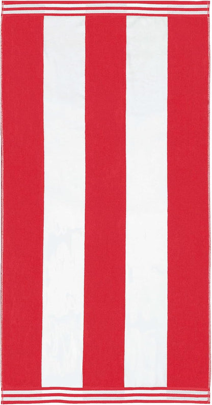 Superior Cotton Nautical Stripe Beach Towels, Colorful Towels for Adult, Kid, Pool, Swimming, Sand, Travel, Large Oversized, Absorbent, Fast Drying, Bath Basics, Cabana Collection, 1 Piece, Red