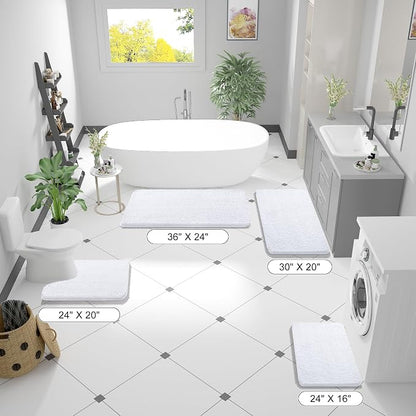 OLANLY Large Bathroom Rugs 44x32, Extra Soft Absorbent Chenille Bath Rugs | White, Quick-Drying Rubber Backing, Machine Washable Bath Mat for Bathroom Floor, Tub and Shower, Home Decor Accessories