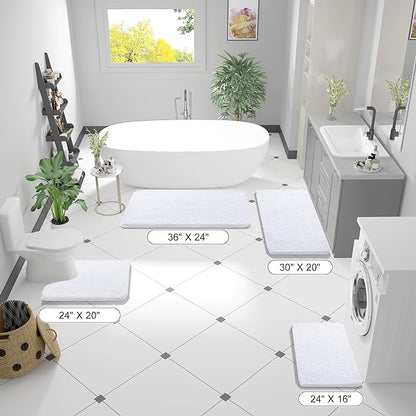 OLANLY Large Bathroom Rugs 50x30, Extra Soft Absorbent Chenille Bath Rugs | White, Quick-Drying Rubber Backing, Machine Washable Bath Mat for Bathroom Floor, Tub and Shower, Home Decor Accessories