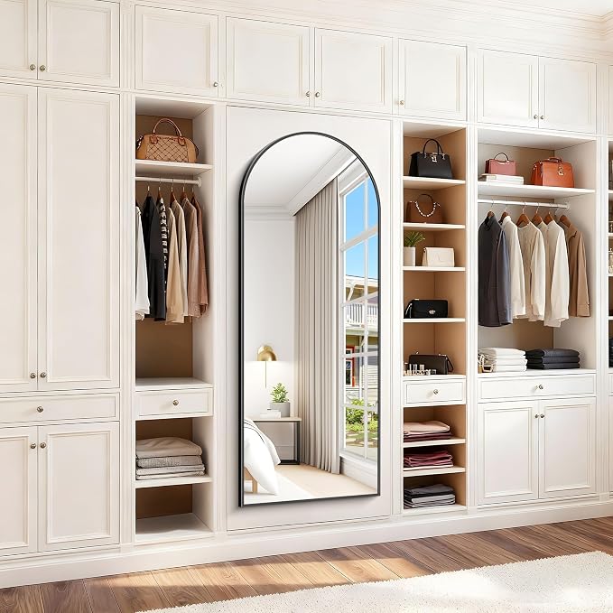 COFENY Arched Mirror, 24’’x60’’ Black Arch Mirror for Bathroom, Arched Bathroom Mirror with Frame, Modern Wall Mounted Mirror for Over Sink Mantle Bedroom Vanity Living Room Entryway