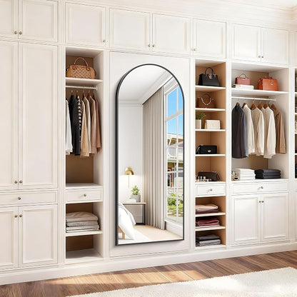 COFENY Arched Mirror, 24’’x60’’ Black Arch Mirror for Bathroom, Arched Bathroom Mirror with Frame, Modern Wall Mounted Mirror for Over Sink Mantle Bedroom Vanity Living Room Entryway