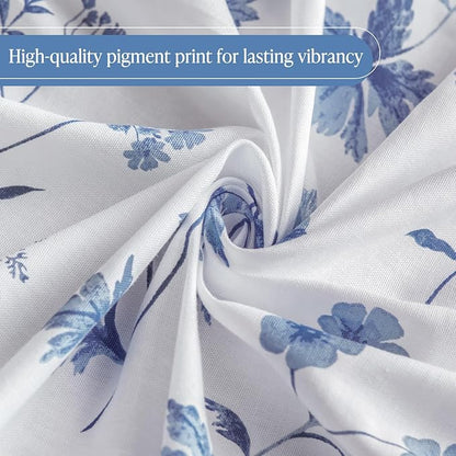 Martha Stewart 100% Cotton Floral Shower Curtain, 72 x 72, Blue | Martha's Garden Series, Botanical Floral Print, Spa Quality Modern, Machine Washable, Modern Bathroom Curtains