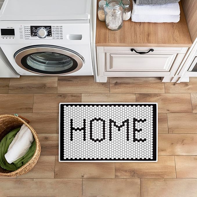 Stupell Industries Home Mosaic Pattern Plush Bathroom Mat & Bath Rug, Soft Quick-Dry Non-Slip Bathroom Rug with Recycled Foam Cushion, Geometric Tile Pattern Design by Elizabeth Tyndall, 18"x30"