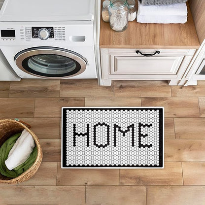 Stupell Industries Home Mosaic Pattern Plush Bathroom Mat & Bath Rug, Soft Quick-Dry Non-Slip Bathroom Rug with Recycled Foam Cushion, Geometric Tile Pattern Design by Elizabeth Tyndall, 18"x30"