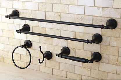 Kingston Brass Naples 5-Piece Accessory Set with 18" & 24" Towel-Bar, Towel-Ring, Robe Hook & Toilet Paper Holder, Oil Rubbed Bronze