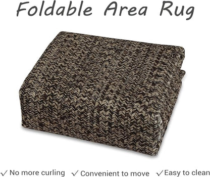 Printed Washable Area Rugs 4x6 Rug for Living Room Modern Rug for Bedroom Braided Pattern Non Slip Entryway Rug Soft Nursery Rugs Stain Resistant Carpet for Entrance Office 4'x6' Black/Brown