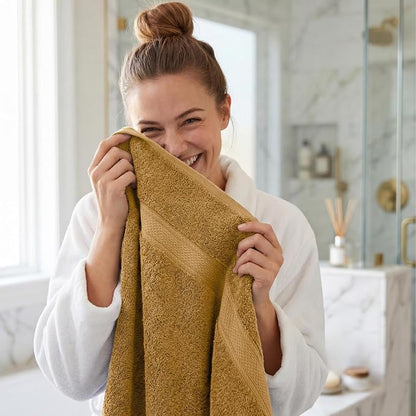 Superior Egyptian Cotton Plush & Absorbent, Bath Towel Set of 4, Gold | Quick Dry, Soft Luxury Towel Set, Bath Essentials for Bathroom, Guest Bath, Spa, 4 Piece Bath, Madeline Towels