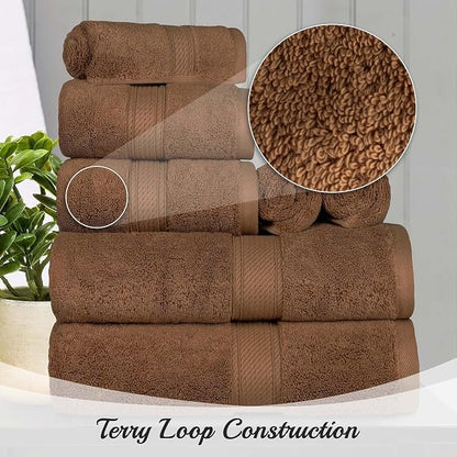 SUPERIOR Egyptian Cotton Plush & Absorbent, Hand Towel Set of 4, Chocolate | Quick Dry, Soft Luxury Towel Set, Bath Essentials for Bathroom, Guest Bath, Spa, 4 Piece Set, Madeline Towels
