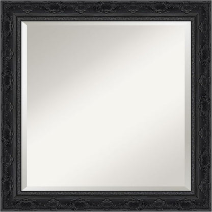 Amanti Art Black Bathroom Mirror for Over Sink, 24x24 Filigree Gloss Black Square Vanity Mirror, Medium Traditional Frame, Hangs Horizonally and Vertically, Bathroom Wall Decor, Beveled Edge