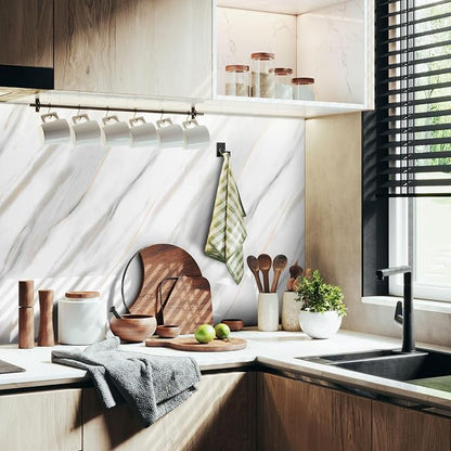 20 Pack 11.8"x23.6" Peel and Stick Backsplash Wall Panels, Self Adhesive Waterproof Back Splash Marble Tiles for Kitchen Bathroom, TV Walls, Living Room Grey White (Not Real Tiles)